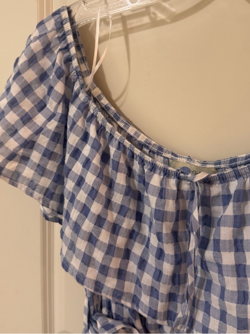 11.1 Tylho Kinsey Gingham Off-Shoulder Dress for size Large - Picture 4 of 10